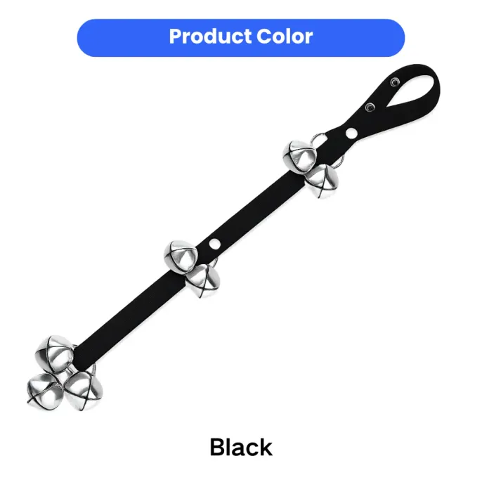 Black Dog Doorbell Leash for Puppy Potty Training Black adjustable dog potty training bell strap with multiple stainless steel bells