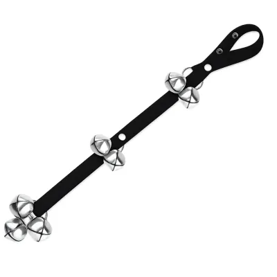 Adjustable Dog Doorbell Training Leash with Stainless Steel Bells Adjustable black dog doorbell leash with stainless steel training bells for potty training dogs