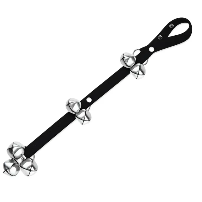 Adjustable Dog Doorbell Training Leash with Stainless Steel Bells Adjustable black dog doorbell leash with stainless steel training bells for potty training dogs