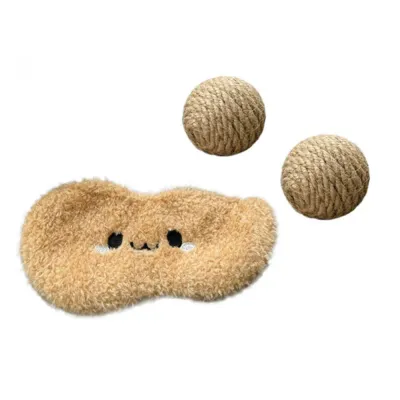 Peanut Plush Cat Toy with Sisal Twine Balls Peanut-shaped plush cat toy with natural sisal twine balls isolated on white background