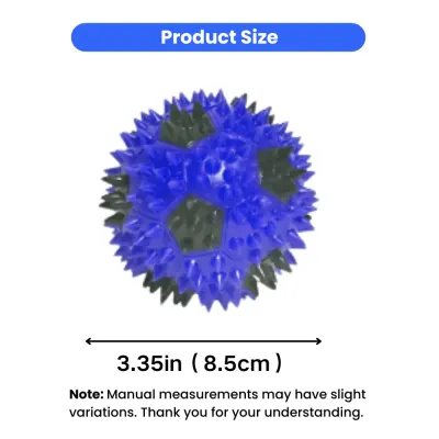 3.35 inch TPR spiky soccer dog ball toy size reference for dogs