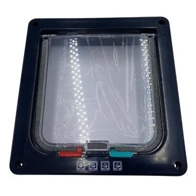 Black Magnetic Cat Flap Door with Transparent Panel Black lockable cat flap door with transparent magnetic swing panel for cats