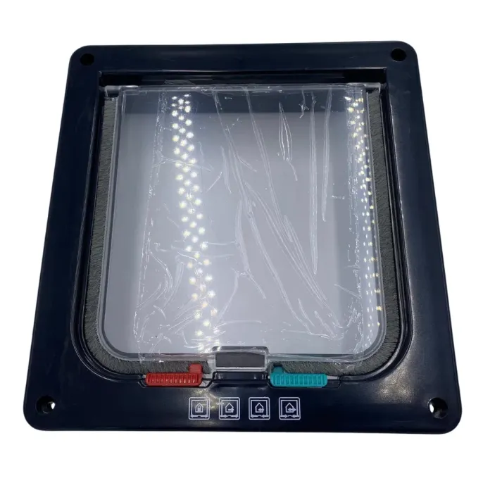 Black Magnetic Cat Flap Door with Transparent Panel Black lockable cat flap door with transparent magnetic swing panel for cats