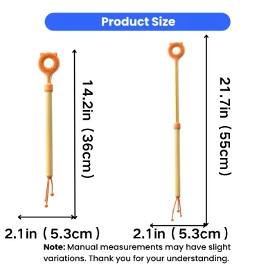 Size chart of telescopic cat massage stick showing extendable length dimensions