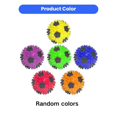 Random color squeaky spiky soccer ball dog toy for puppies and medium dogs