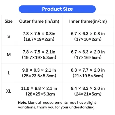 Cat Door Size Chart for Small to Large Cats Size guide for 4 way locking cat flap door with inner and outer frame dimensions