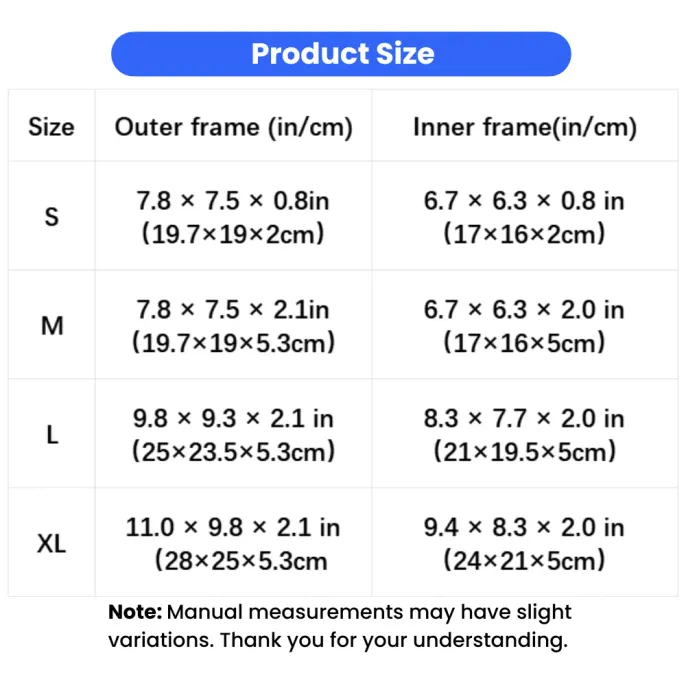 Cat Door Size Chart for Small to Large Cats Size guide for 4 way locking cat flap door with inner and outer frame dimensions