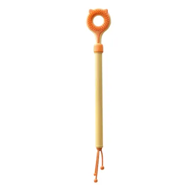 Orange adjustable cat massage stick with double-sided soft massage head