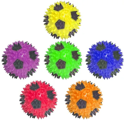 Colorful TPR spiky soccer ball dog chew toys for aggressive chewers and interactive pet play