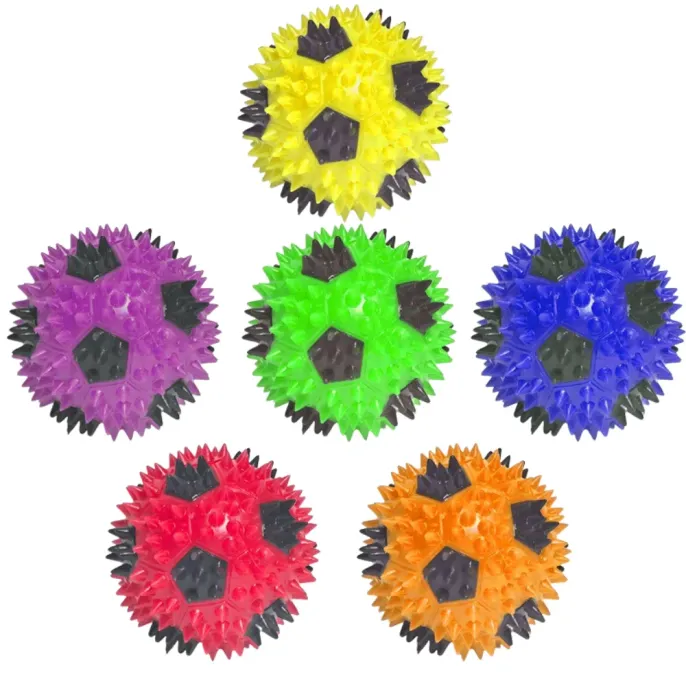 Colorful Spiky Soccer Ball Dog Chew Toy Bulk Wholesale Colorful TPR spiky soccer ball dog chew toys for aggressive chewers and interactive pet play
