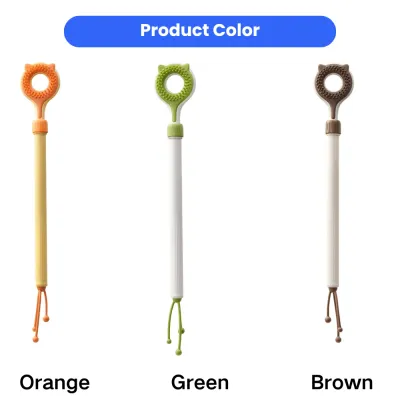 Cat massage grooming stick available in orange green and brown color options