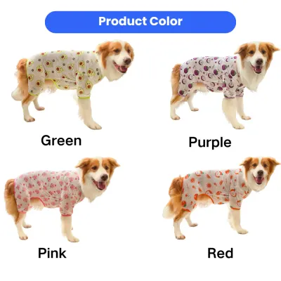 Lightweight Summer Dog Clothes Multiple Colors Breathable summer dog clothes available in green, purple, pink, and red fruit print designs