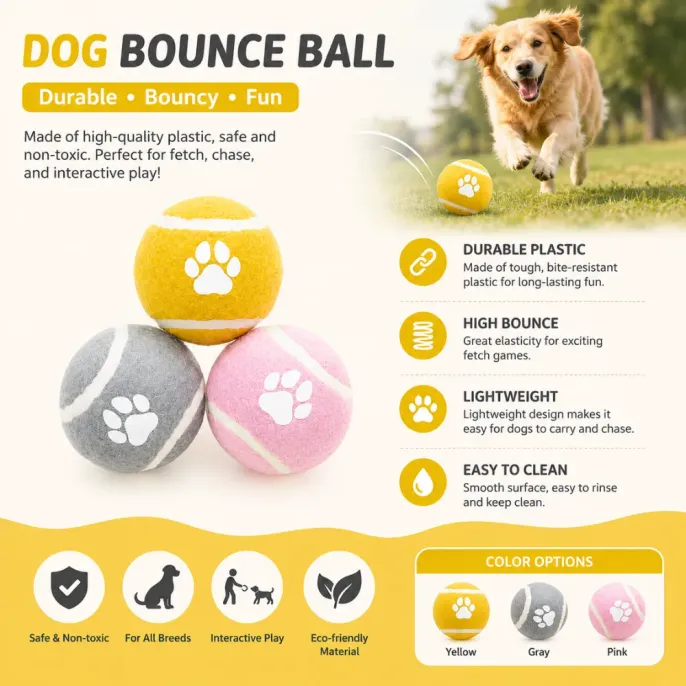 High Bounce Dog Ball Toy for Fetch Training Durable high bounce dog ball toy made from safe plastic material for interactive pet play