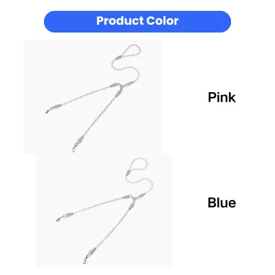 Reflective Double Dog Leash Splitter Colors Pink and blue reflective double dog leash splitter color options