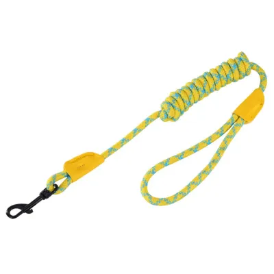 Yellow Reflective Rope Dog Leash for Pet Walking Yellow reflective nylon rope dog leash with soft handle and black swivel clasp