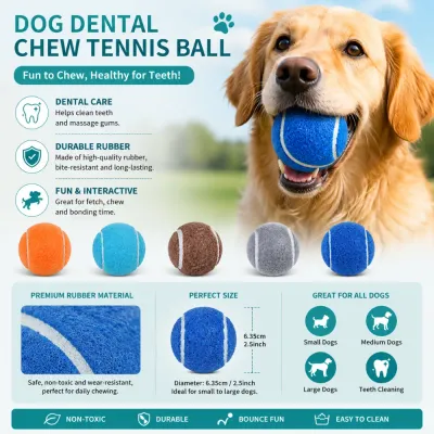 Dog Dental Chew Tennis Ball Product Details Dog dental chew tennis ball with durable rubber material and teeth cleaning features