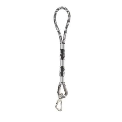 Black tactical rope dog leash with stainless steel clip and braided nylon handle for large dogs