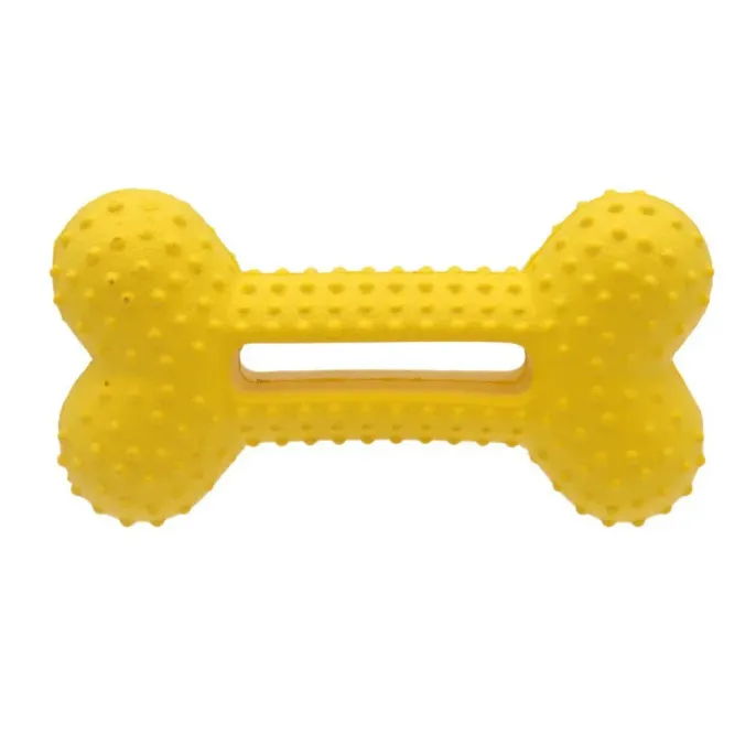 EVA Bone Dog Chew Toy for Aggressive Chewers Yellow Yellow EVA bone dog chew toy for aggressive chewers with textured surface and bite-resistant design