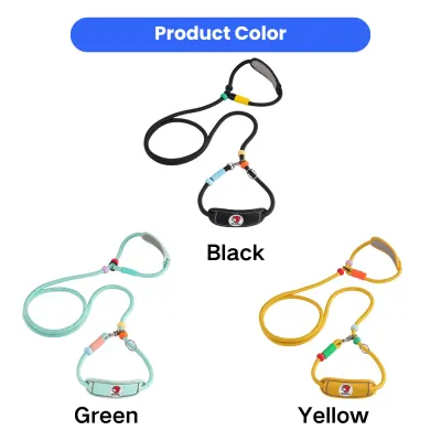 Adjustable Anti-Choke Dog Leash Color Options Anti-choke dog slip lead leash available in black green and yellow color options