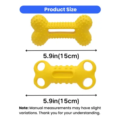 EVA bone dog chew toy size comparison chart showing 5.9 inch 15cm dimensions