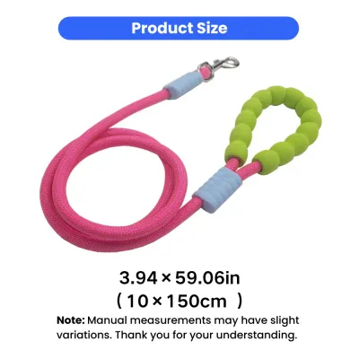 Soft foam handle dog leash measuring 150cm length with durable rope and lightweight walking design