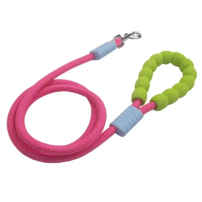 Pink cloud bubble foam dog leash with soft comfortable handle and durable polyester rope for daily dog walking