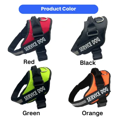 Adjustable Service Dog Harness Available in Multiple Colors Adjustable service dog harness available in red, black, green and orange color options