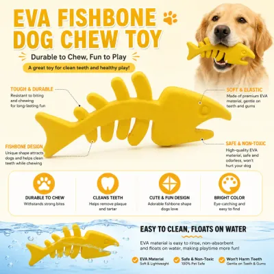 EVA Fishbone Dog Chew Toy Durable Floating Dog Toy EVA fishbone dog chew toy featuring durable chew-resistant material floating design and teeth cleaning benefits