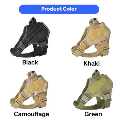 Tactical Dog Harness Color Options Tactical dog harness available in black, khaki, camouflage and green colors