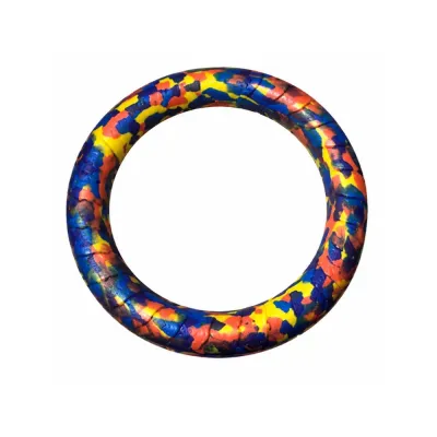 Colorful EVA camouflage ring dog toy for interactive fetch, chewing and training games
