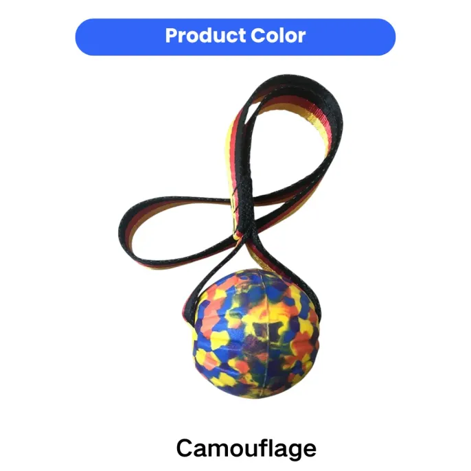 Camouflage EVA Rope Ball Dog Toy Color Option Camouflage color EVA dog ball toy with rope handle for chewing and interactive play