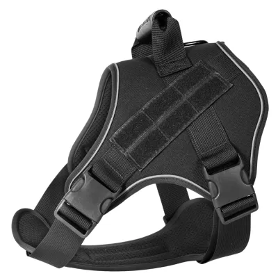 Black Tactical Dog Harness for Large Dogs Black tactical dog harness with handle and adjustable straps for medium and large dogs