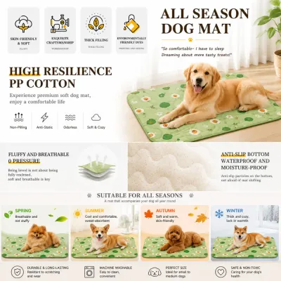 Soft Breathable All Season Dog Mat Features All season dog mat featuring PP fiber filling, anti-slip bottom and machine washable design