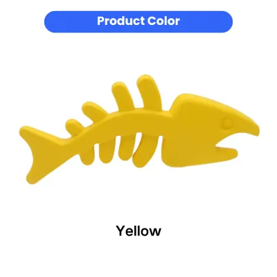 Yellow EVA Fishbone Dog Toy Color Display Yellow color EVA fishbone dog chew toy showing product color option for pet stores and wholesale buyers