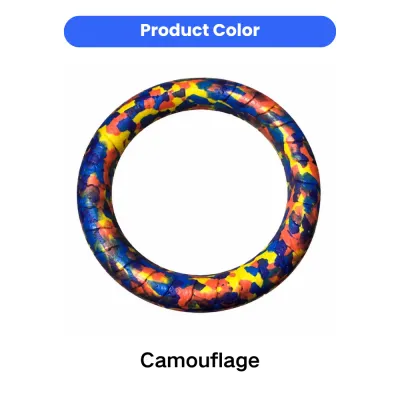 Camouflage color EVA dog pull ring toy with textured anti-slip surface