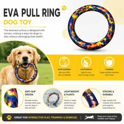 EVA pull ring dog toy featuring lightweight, floating, anti-slip and durable construction