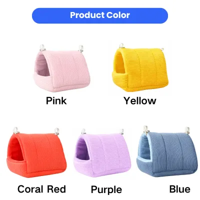 Hanging Hamster Bed Color Options Small Pet Sleeping Nest Hanging hamster beds available in pink, yellow, coral red, purple and blue for small animals and birds