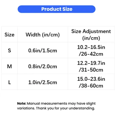 Reflective Dog Collar Size Guide and Measurements Adjustable reflective dog collar size chart showing S, M, and L dimensions