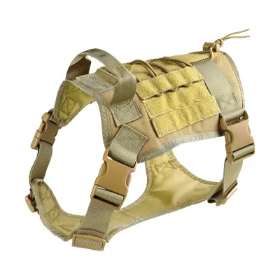 Khaki Tactical Dog Harness for Medium Large Dogs Khaki tactical dog harness with adjustable straps and padded design for large dogs