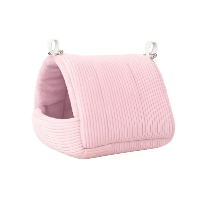 Wholesale Hanging Hamster Bed Cozy Small Pet Nest Pink Pink hanging hamster bed made of soft corduroy fabric for hamsters, sugar gliders, hedgehogs and small pets