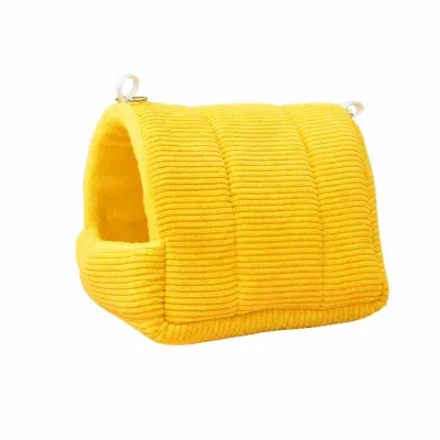 Yellow Hanging Hamster Bed Warm Small Pet Nest Yellow hanging hamster bed with soft plush lining for hamsters, sugar gliders, hedgehogs and small animals