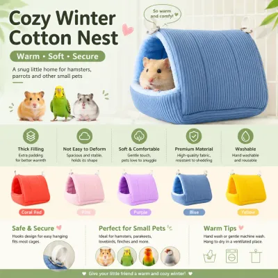 Warm Hanging Small Pet Bed Cozy Winter Nest for Hamsters Cozy winter hanging bed for hamsters, parrots and small pets with soft filling, washable fabric and secure hanging hooks