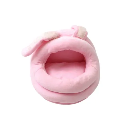 Plush Rabbit Ear Hamster Bed for Small Pets Pink rabbit ear plush hamster hideout bed for hamsters, mice and other small animals
