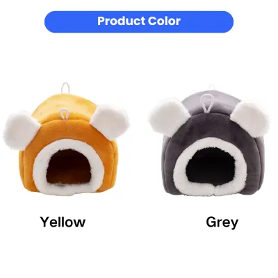 Plush Hamster Cave Bed Available in Yellow and Grey Plush hamster sleeping house available in yellow and grey color options