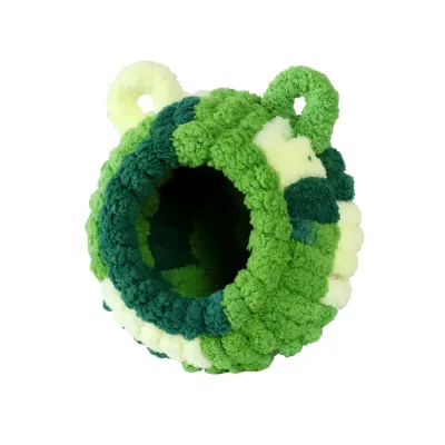 Green plush bird nest hut for parakeets, budgies and lovebirds, warm hanging bird bed