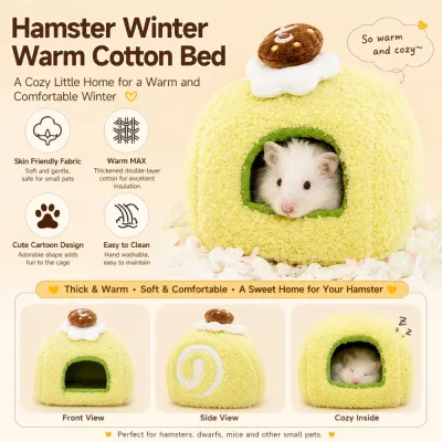 Soft insulated hamster winter bed with skin-friendly fabric and cozy hideout design