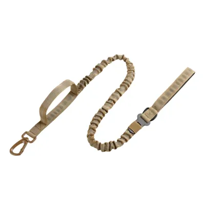 Khaki Bungee Dog Leash for Training and Walking Khaki elastic dog leash with padded handle and heavy duty hardware