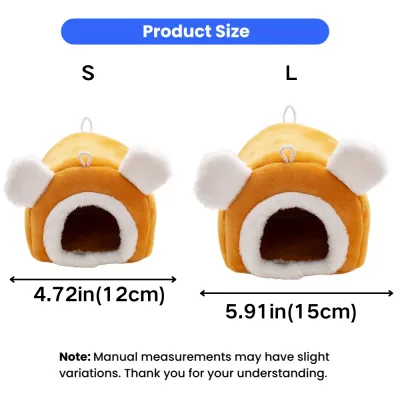 Hamster Hideout Bed Size Guide for Small Pets Size comparison of hamster cave bed available in S and L sizes for small pets