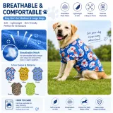 Medium and large dog wearing breathable mesh dog shirt made from lightweight cooling fabric
