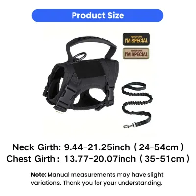 Adjustable cat harness size guide with neck girth 24-54cm and chest girth 35-51cm